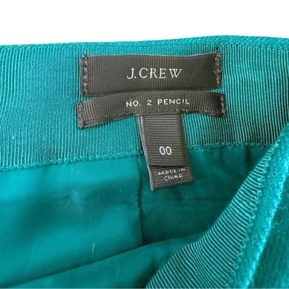 J. Crew pencil Skirt 100% wool Women's size 00 Green Holiday Academia Corpcore - Picture 4 of 8